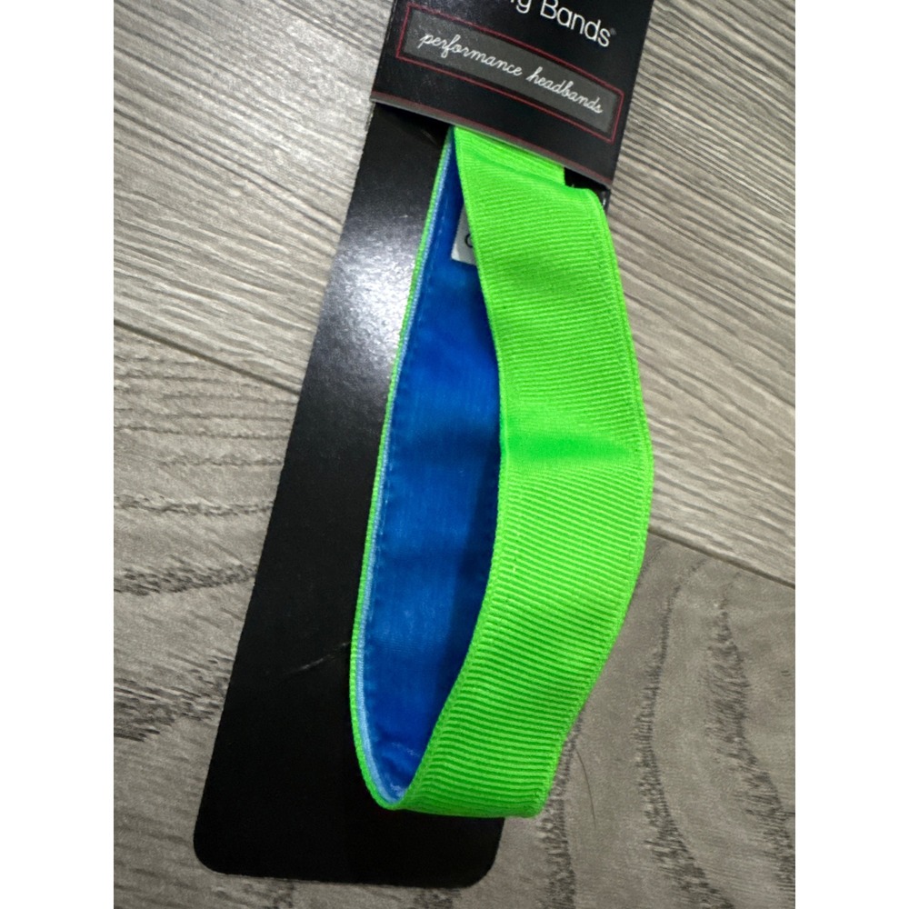 Sweaty Bands Performance Headband Neon Green Blue Non-Slip Athletic NEW - Picture 2 of 3